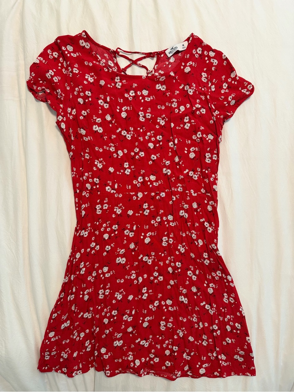 Hollister Red Mini Dress with White Floral Print